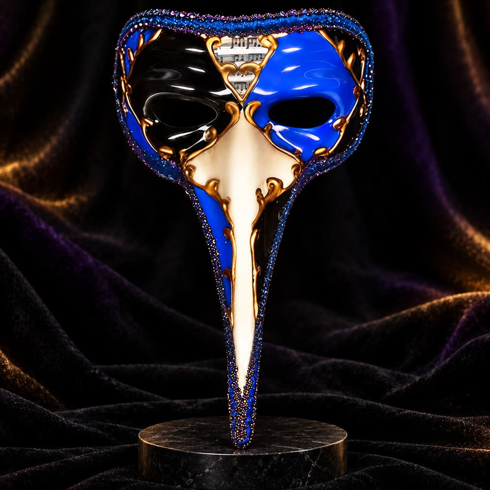 Masque Arlequin Bleu Nez Allongé - Federico
