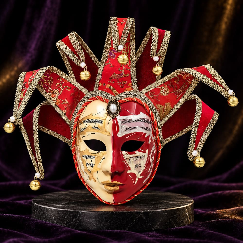 Masque Arlequin de Venise Rouge - Nerina
