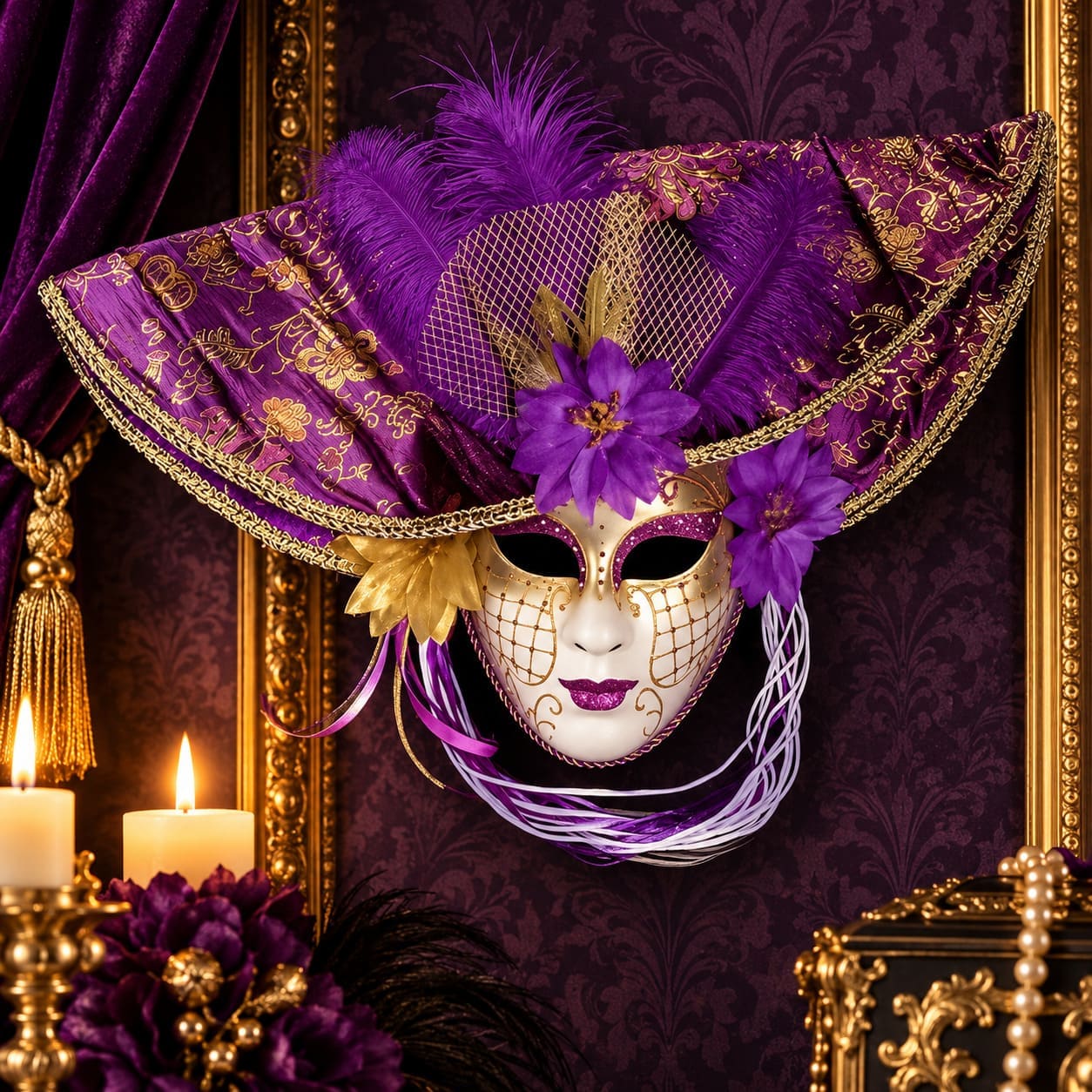 Masque Carnaval de Venise Décoratif Violet - Isotta