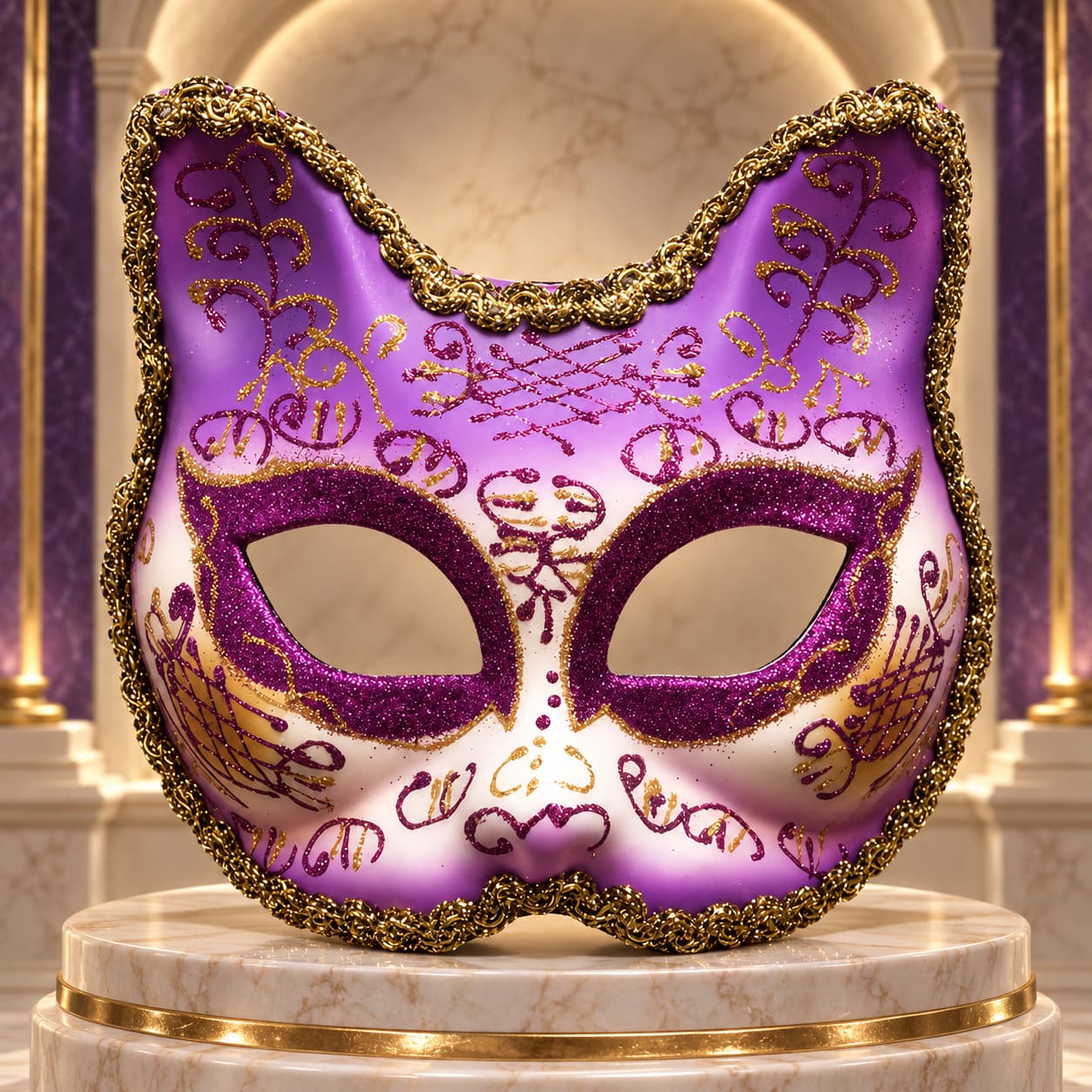 Masque Chat Vénitien Violet - Lara
