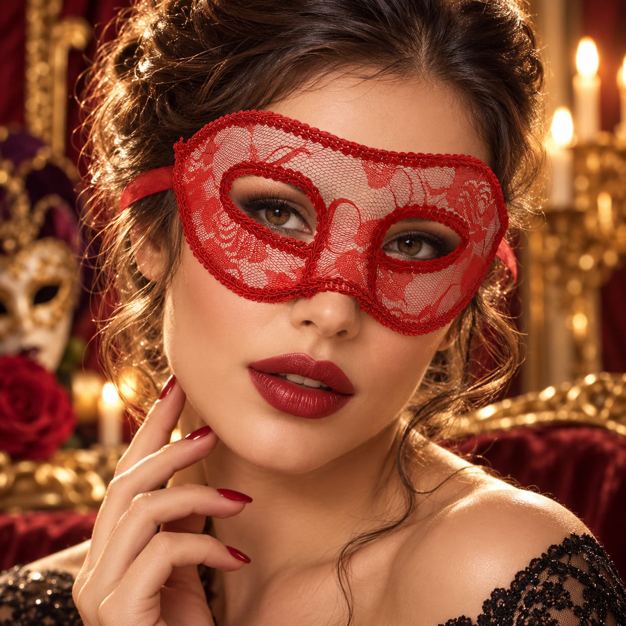 Masque Dentelle Rouge - Serena