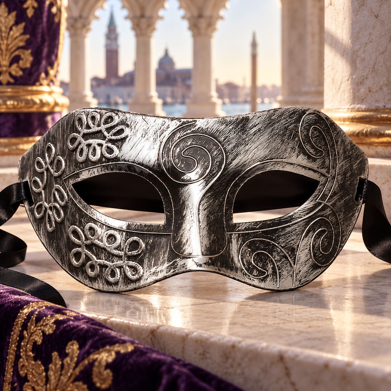 Masque Loup Argenté Carnaval de Venise - Riccardo