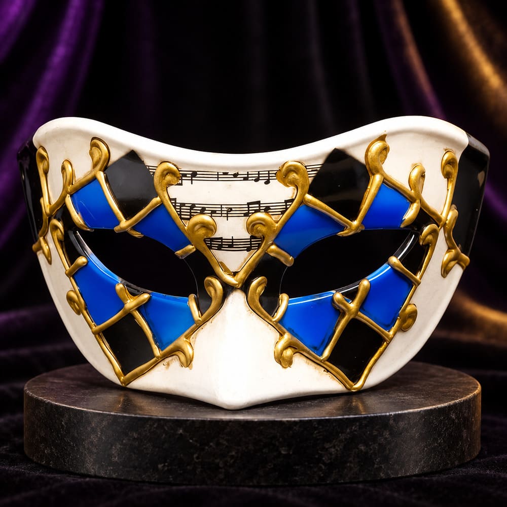 Masque Loup Arlequin Bleu - Matteo