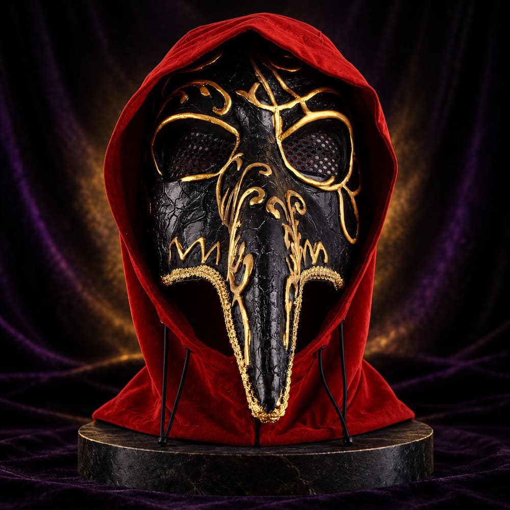 Masque Oiseau Médecin Noir et Or - Cristoforo