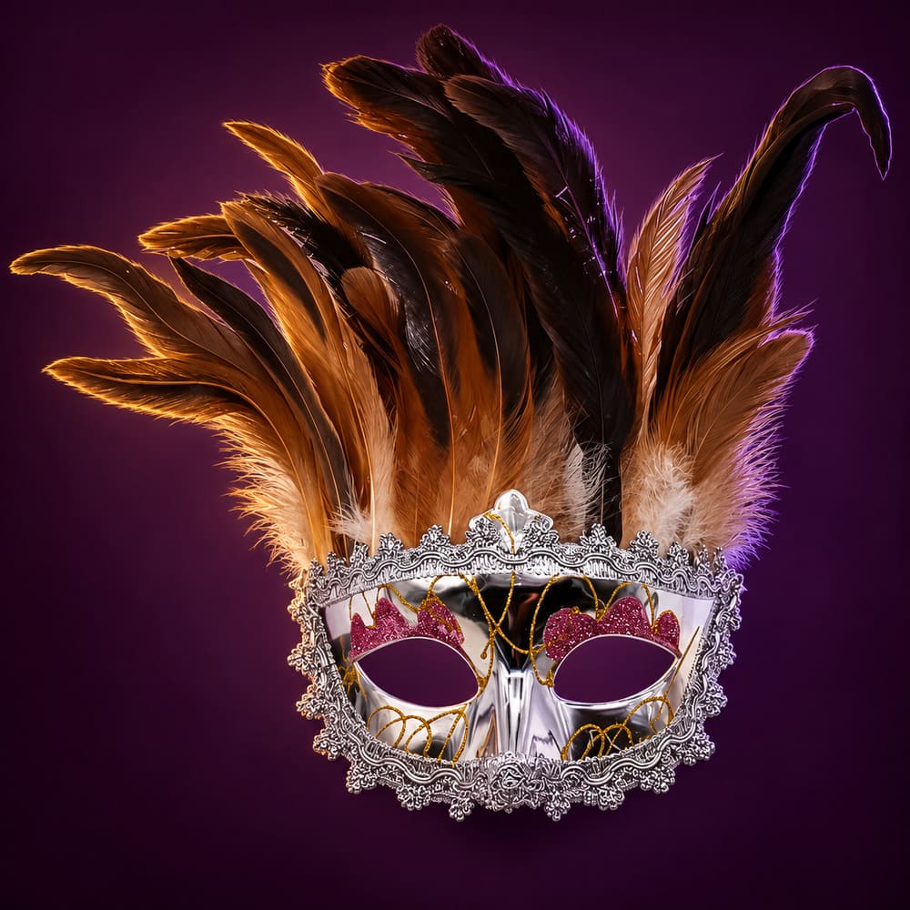 Demi Masque Vénitien à Plumes Longues